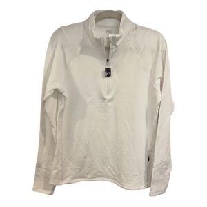 DSG Womens Run Grid 1/4 Zip Pure White Fleece Pullover CKP13882CN Large NWT